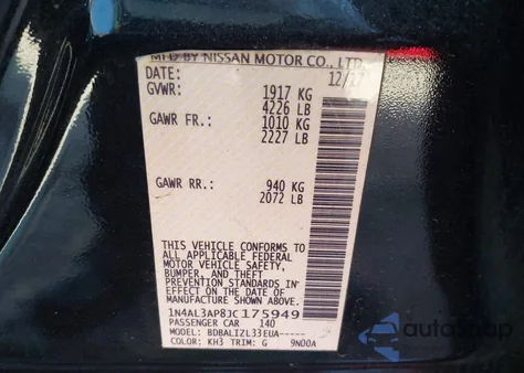 2018 Nissan Altima 2.5 Sv из США, поврежденный, VIN 1N4AL3AP8JC175949